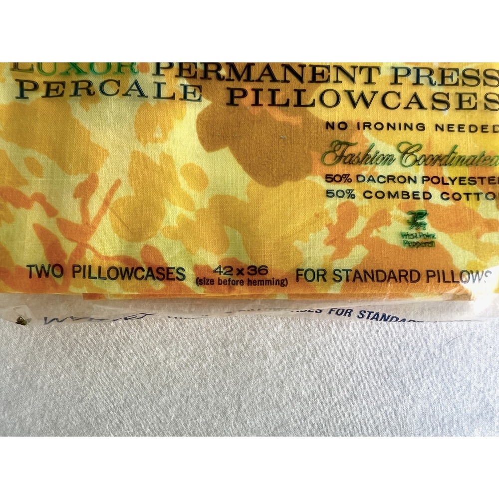 Vintage Martex Luxor Yellow Floral Double Sheet Set New Old Stock 70s Percale - Picture 9 of 15